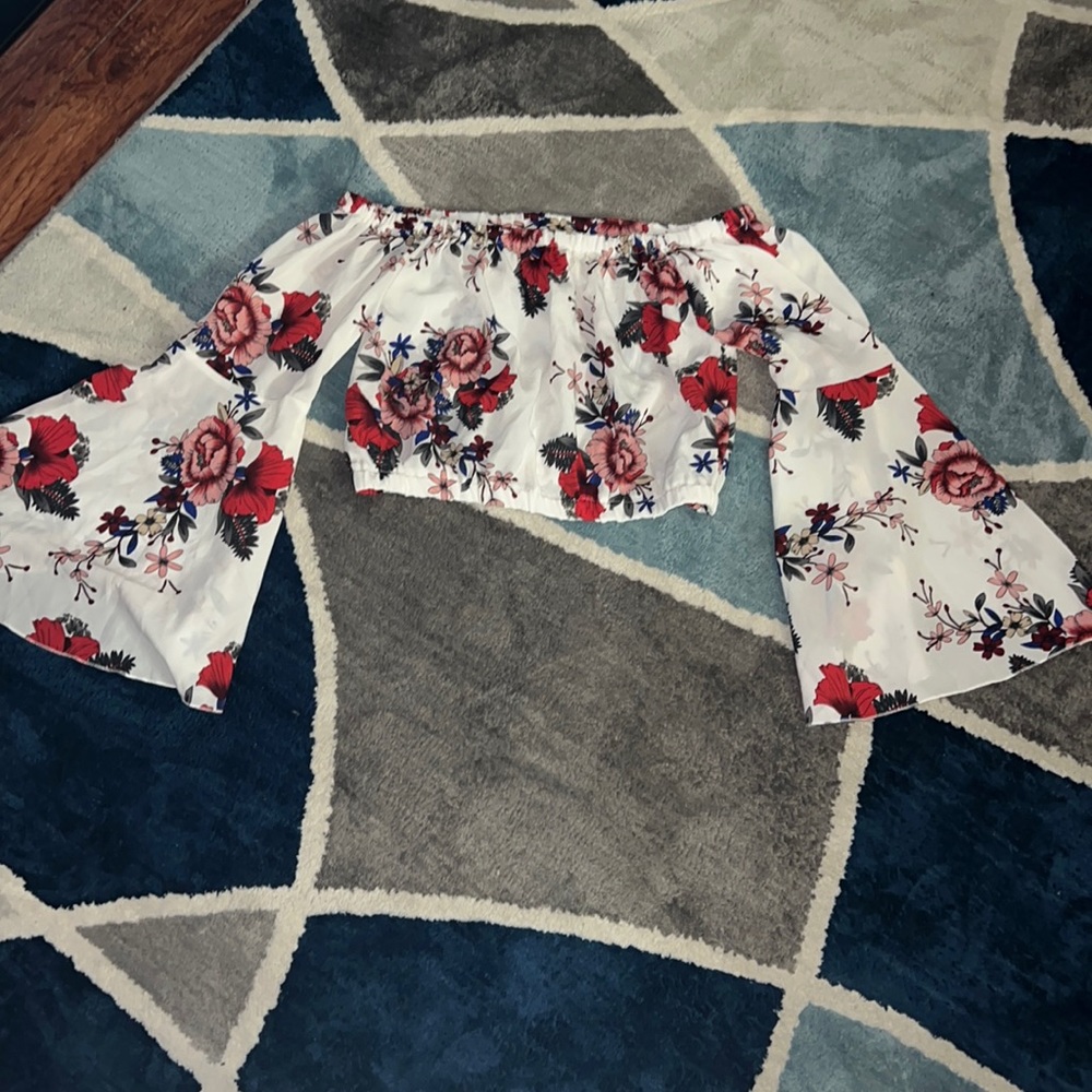 Floral print off the shoulder blouse